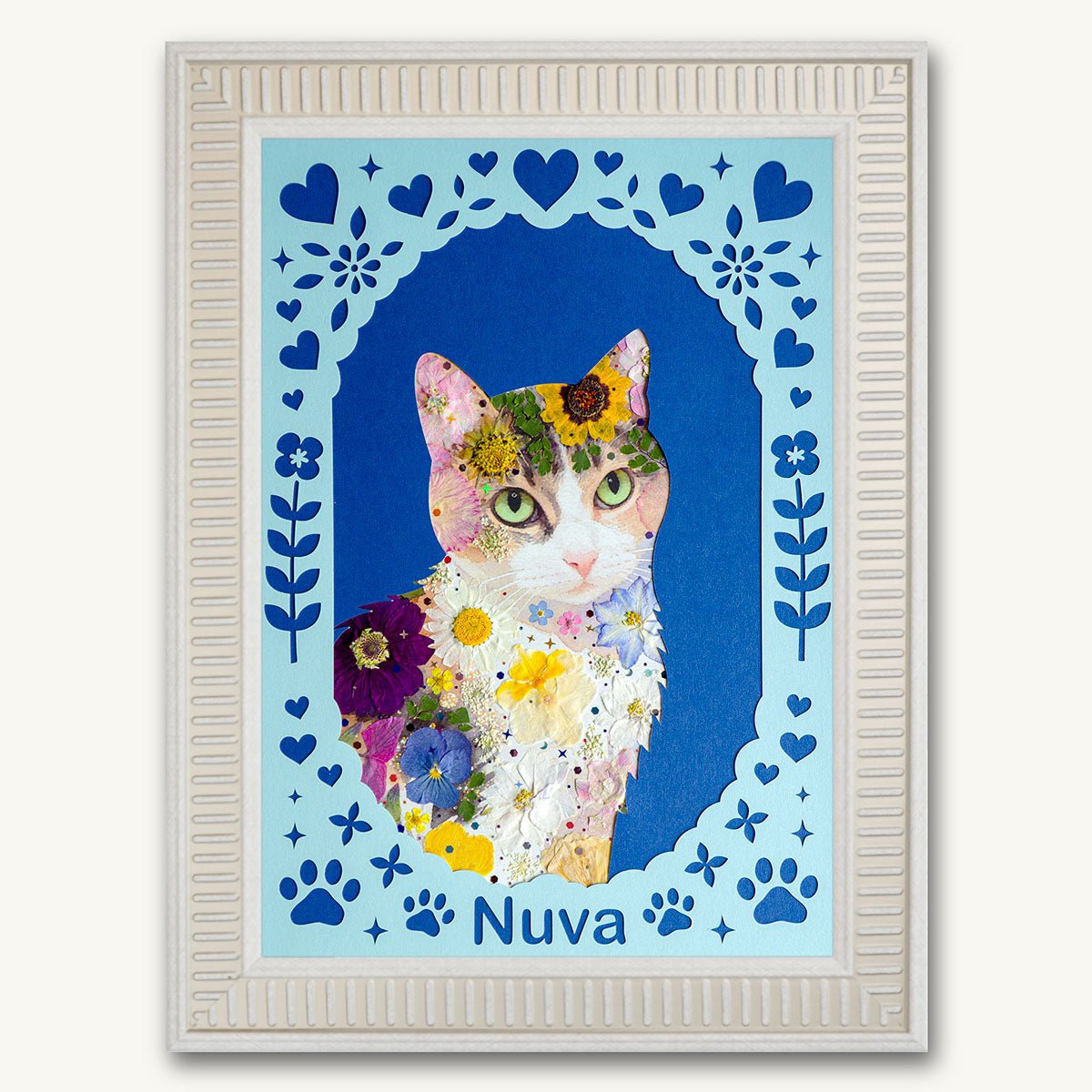 Custom Hand - Pressed Flower Pet Silhouette Portrait - | Petal & Still