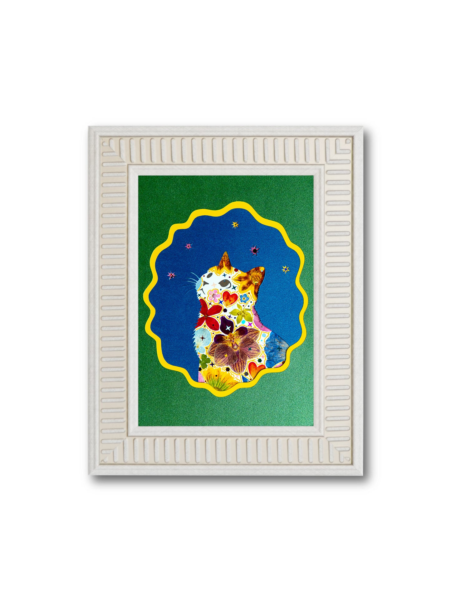 Looking Up Cat: Emerald Night 5″×7″