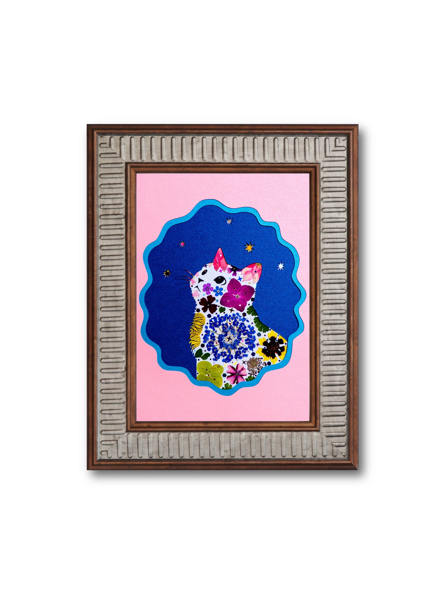 Looking-up Cat: Rosy Twilight 5″×7″