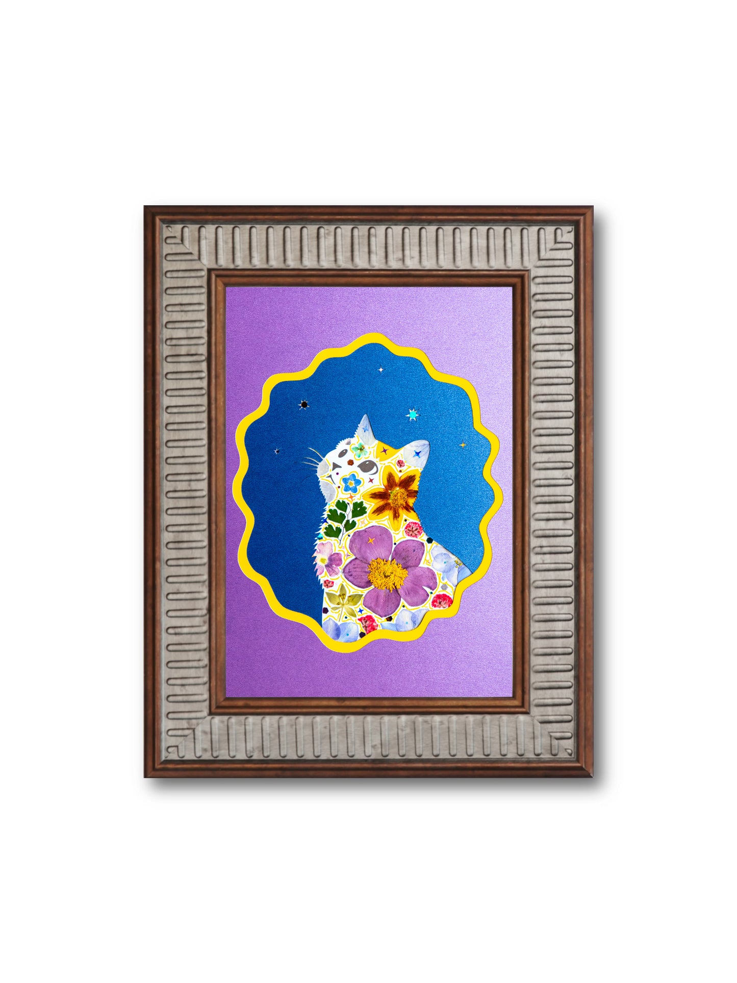 Looking Up Cat: Violet Nebula 5″×7″