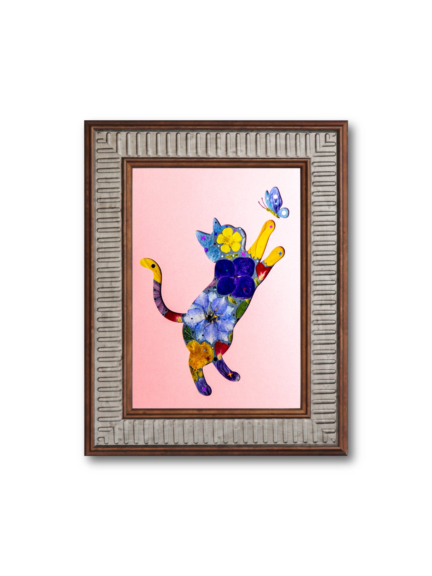 Playful Cat: Blush Azure 5″×7″