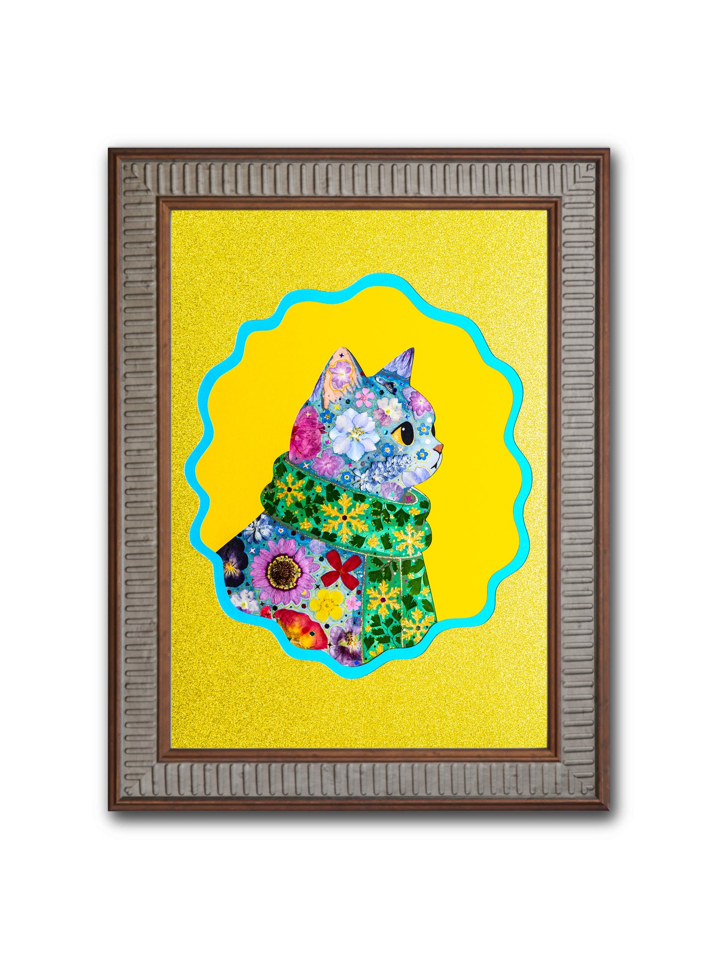 Winter Cozy Cat: Golden Frost 8.3″×11.7″