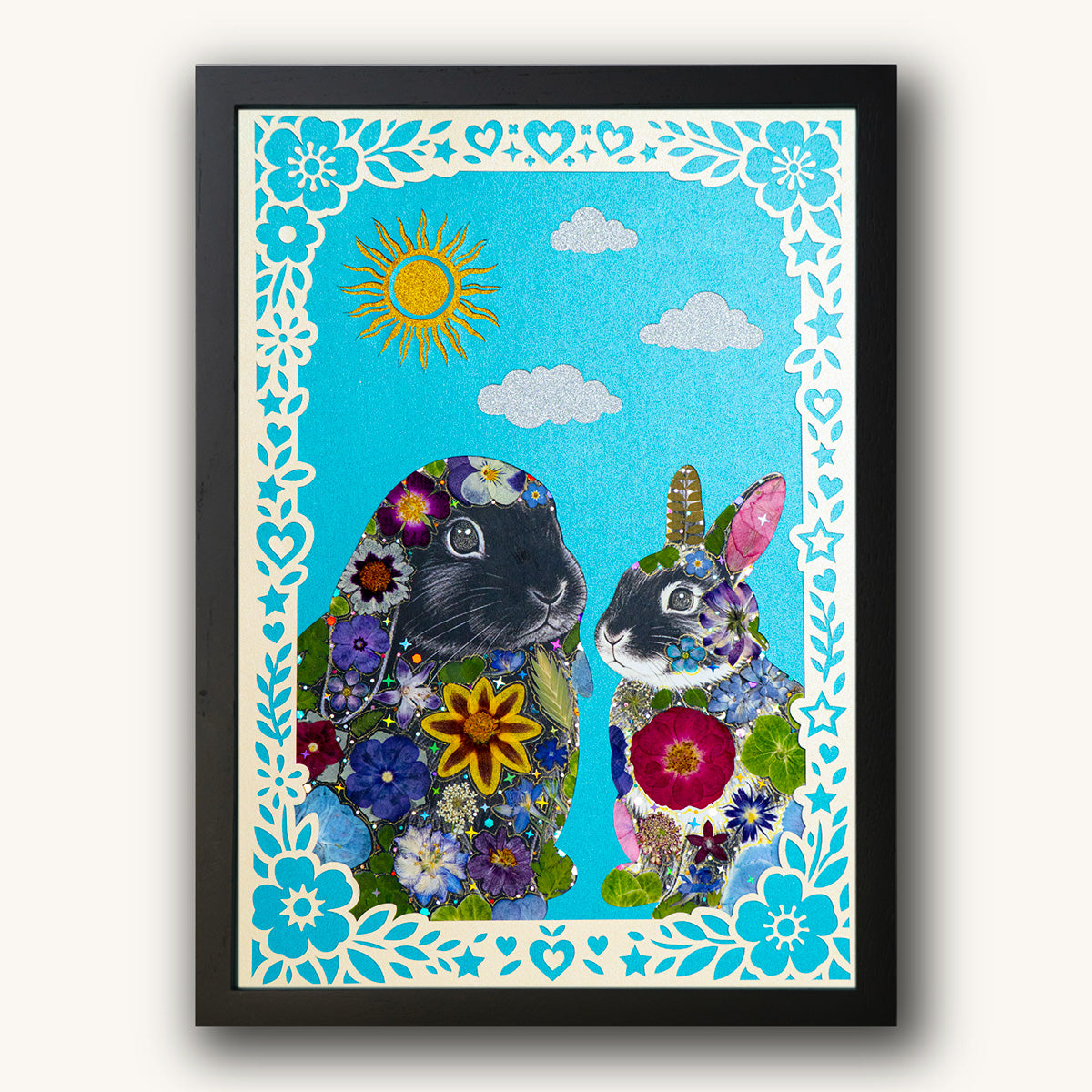 Custom Hand-Pressed Flower Pet Silhouette Portrait