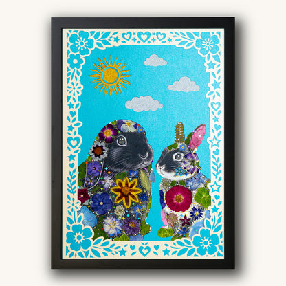 Custom Hand-Pressed Flower Pet Silhouette Portrait