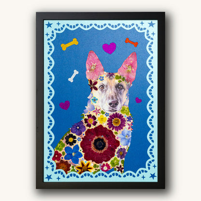 Custom Hand-Pressed Flower Pet Silhouette Portrait
