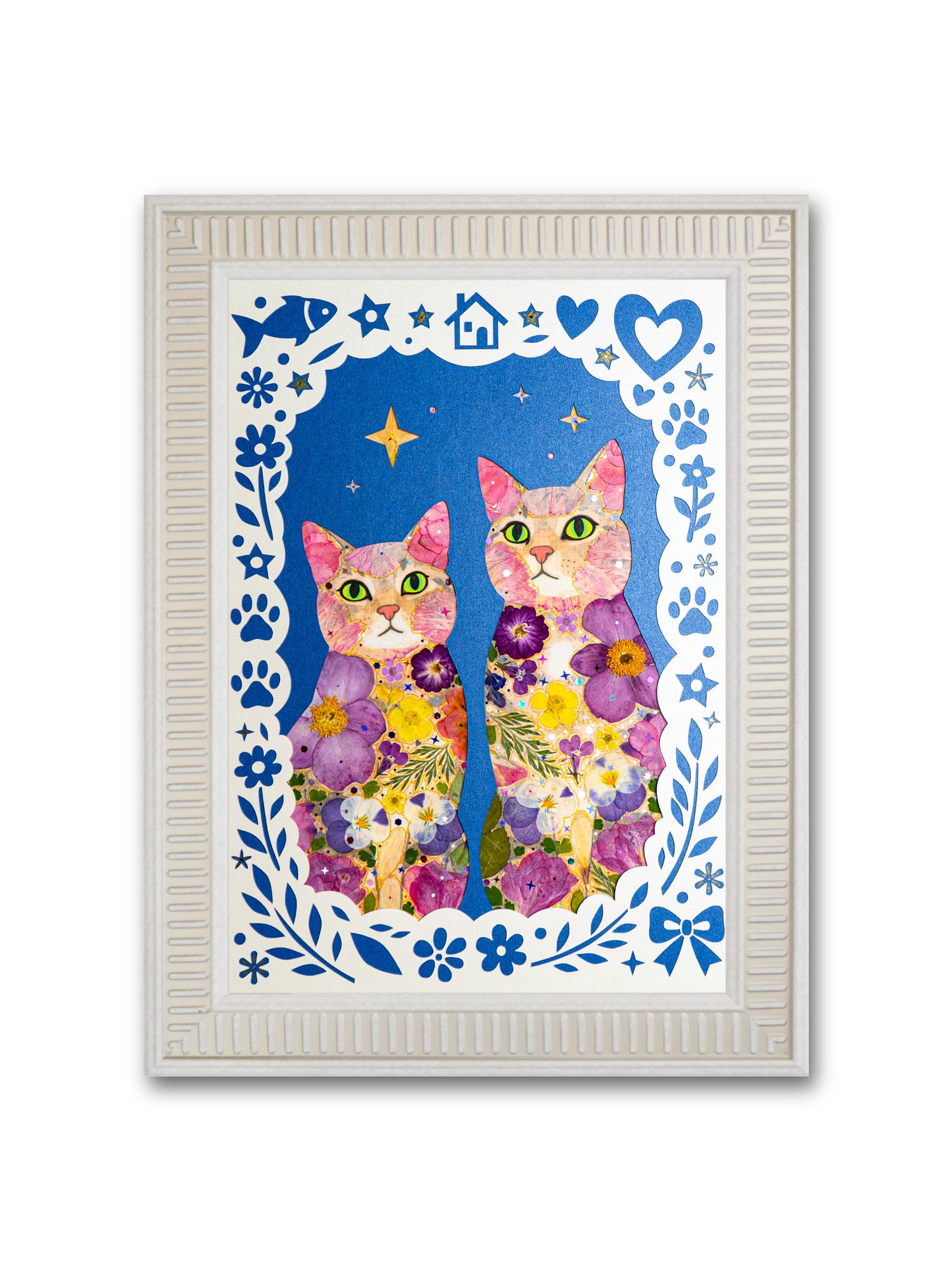 Custom Hand-Pressed Flower Pet Silhouette Portrait