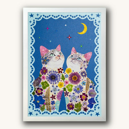 Custom Hand-Pressed Flower Pet Silhouette Portrait - | Petal & Still