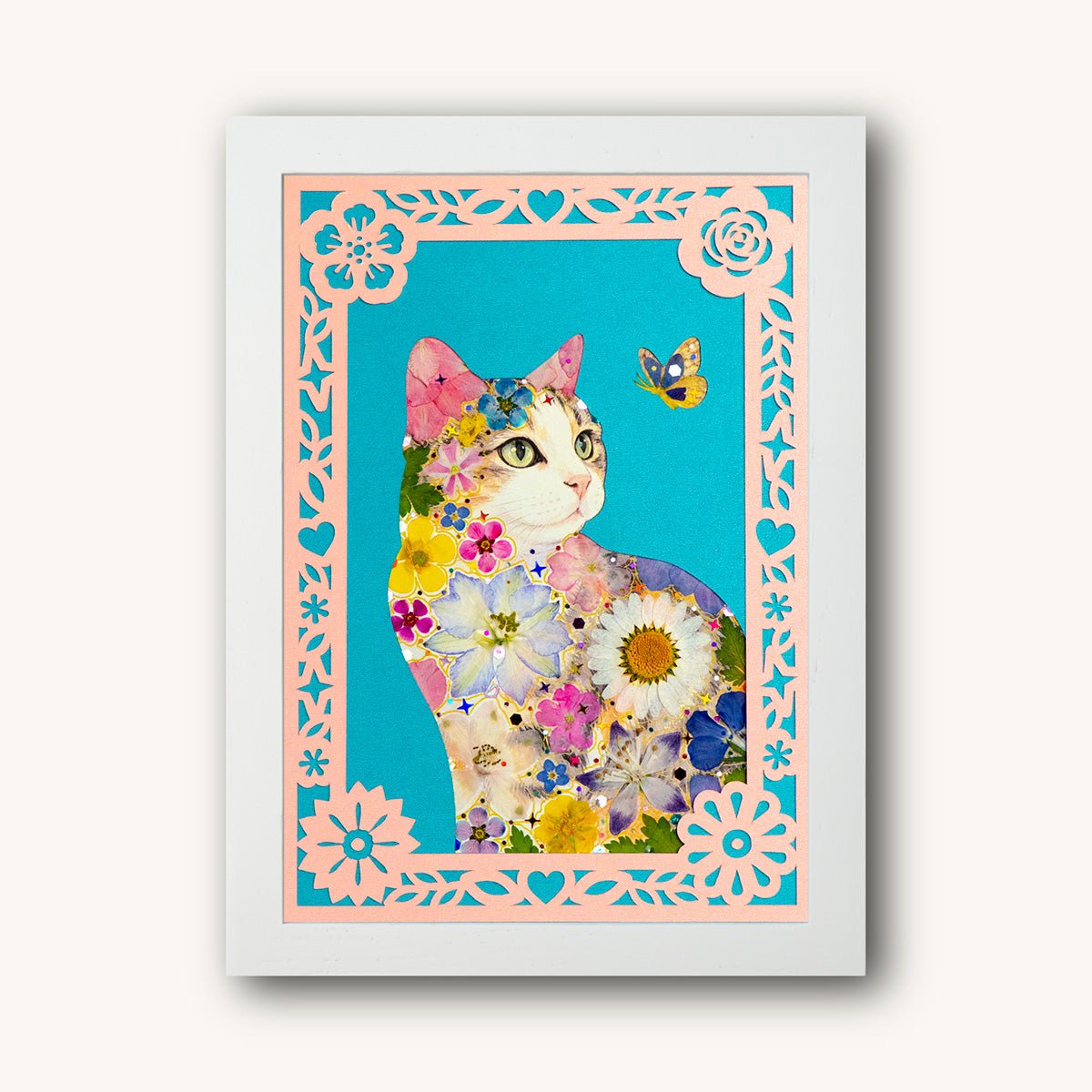 Custom Hand-Pressed Flower Pet Silhouette Portrait - | Petal & Still