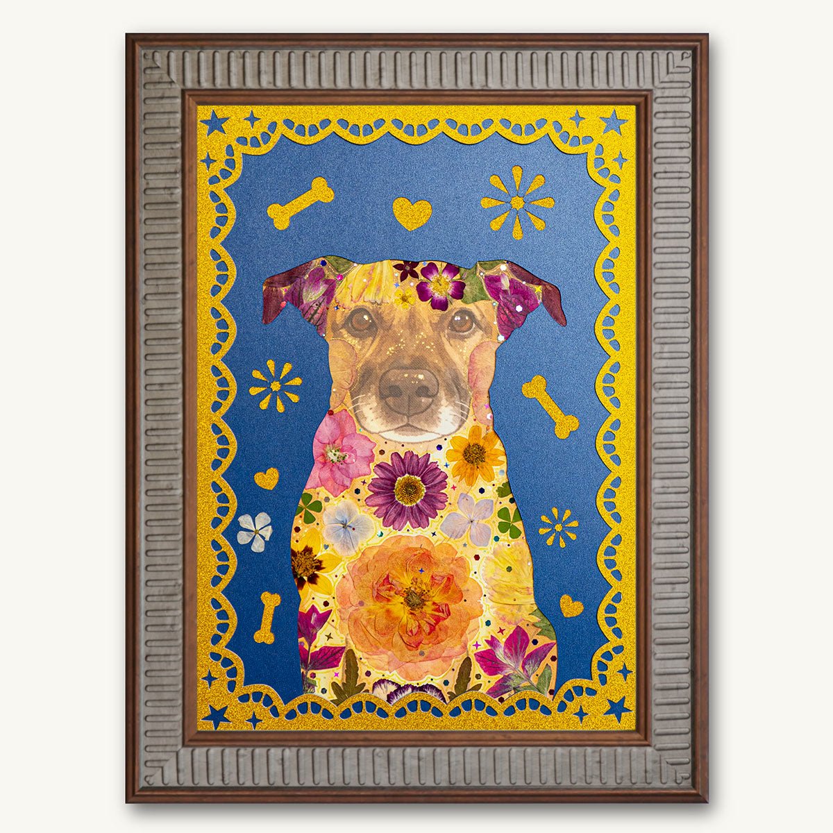 Custom Hand - Pressed Flower Pet Silhouette Portrait - | Petal & Still
