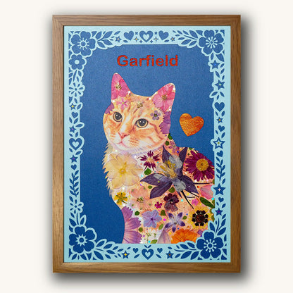 Custom Hand-Pressed Flower Pet Silhouette Portrait - | Petal & Still