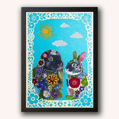 Custom Hand-Pressed Flower Pet Silhouette Portrait - | Petal & Still