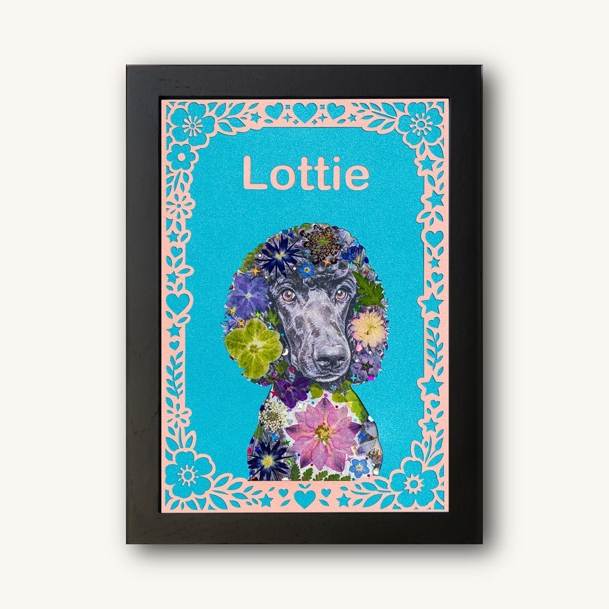 Custom Hand-Pressed Flower Pet Silhouette Portrait - | Petal & Still