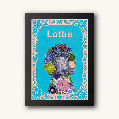 Custom Hand-Pressed Flower Pet Silhouette Portrait - | Petal & Still