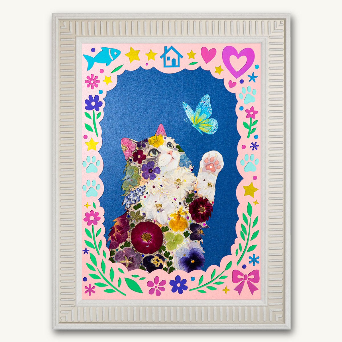 Custom Hand - Pressed Flower Pet Silhouette Portrait - | Petal & Still