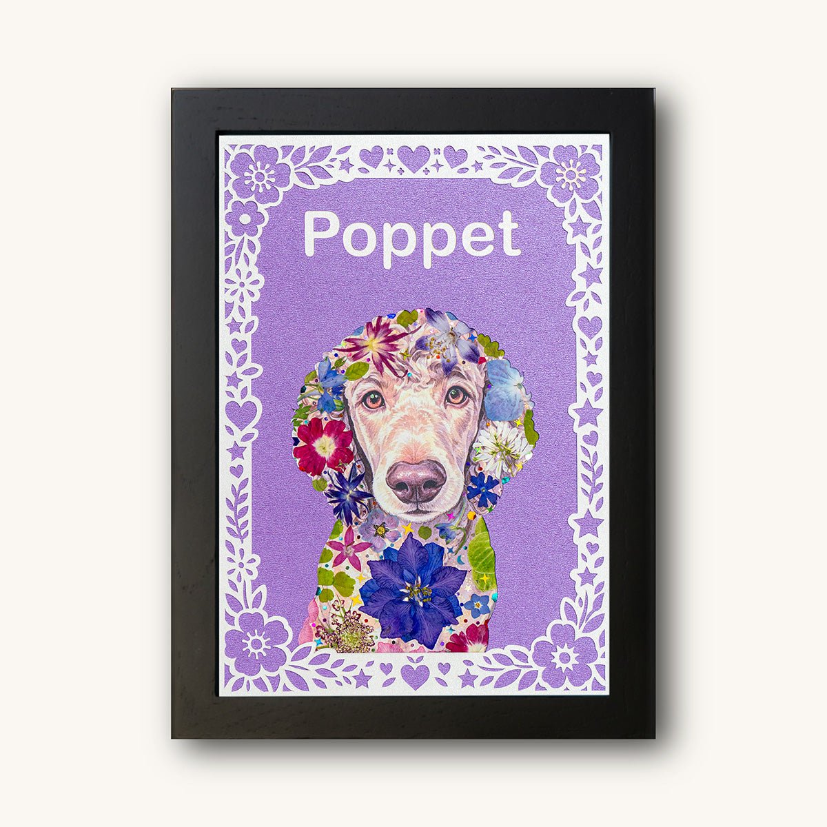 Custom Hand-Pressed Flower Pet Silhouette Portrait - | Petal & Still