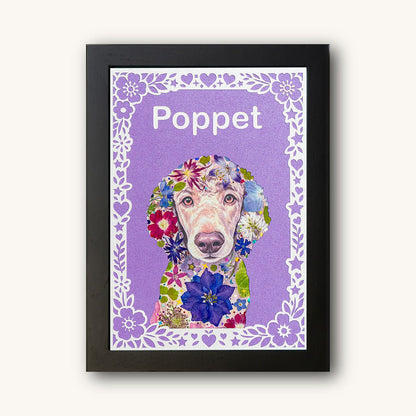 Custom Hand-Pressed Flower Pet Silhouette Portrait - | Petal & Still