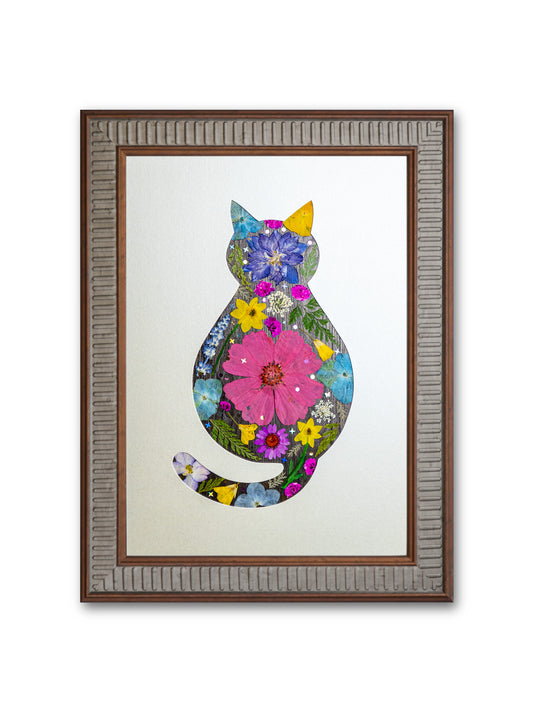 Cozy Cat: Silver Bloom 8.3″×11.7″