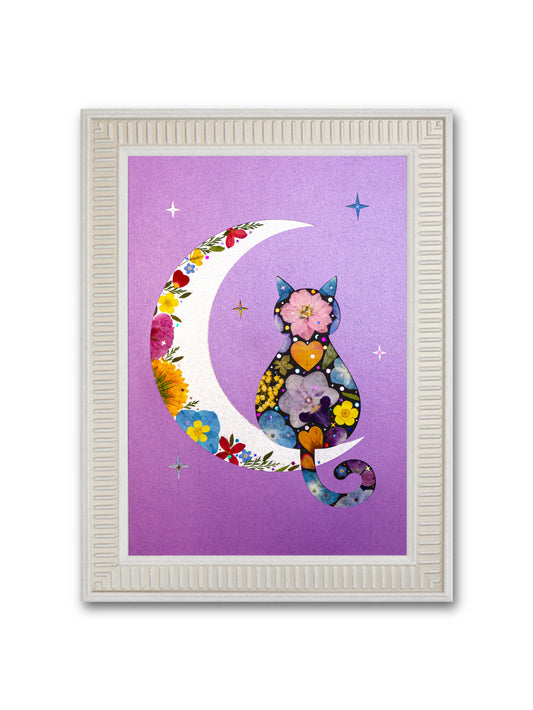 Crescent Cat: Amethyst Starlight 8.3″×11.7″
