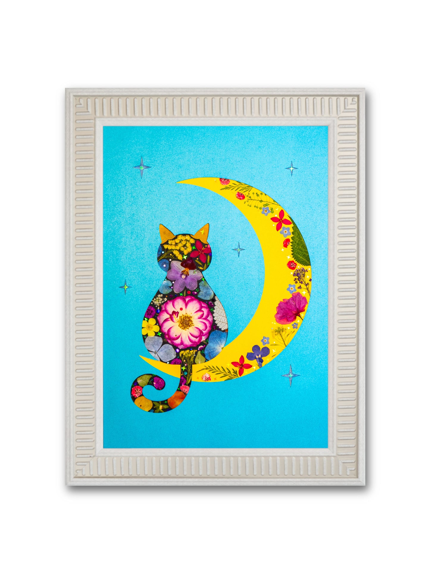 Crescent Cat: Starry Bloom 8.3″×11.7″