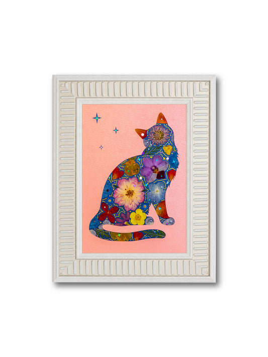 Dreamy Cat: Coral Starlight 5″×7″