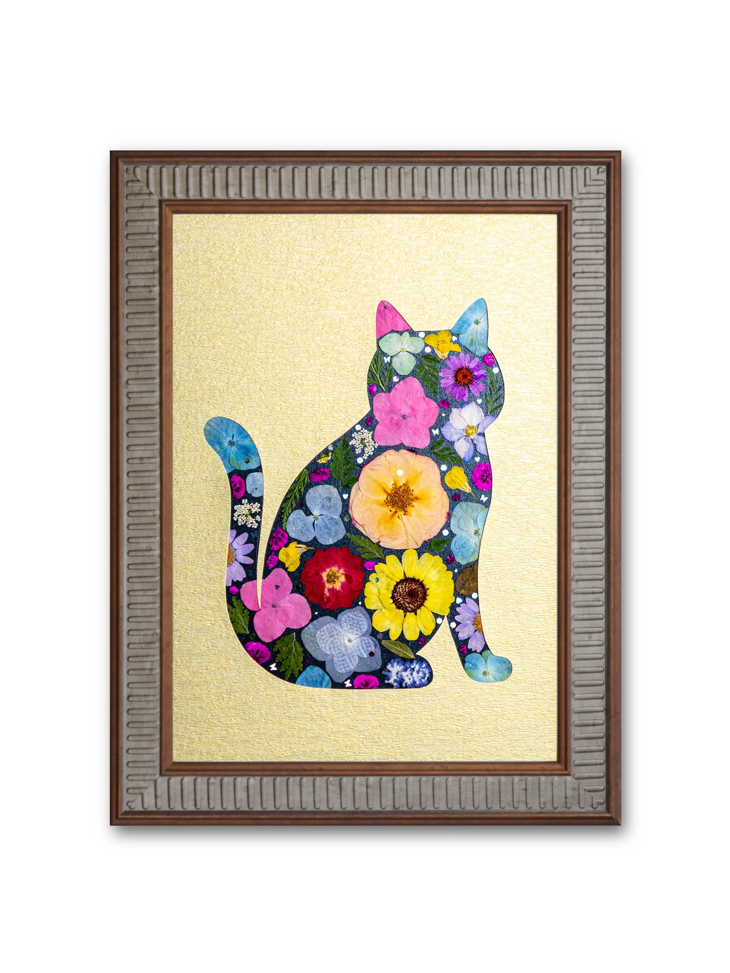 Elegant Cat: Golden Blossom 8.3″×11.7″