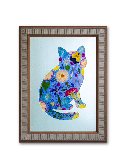 Gentle Cat: Azure Whisper 8.3″×11.7″