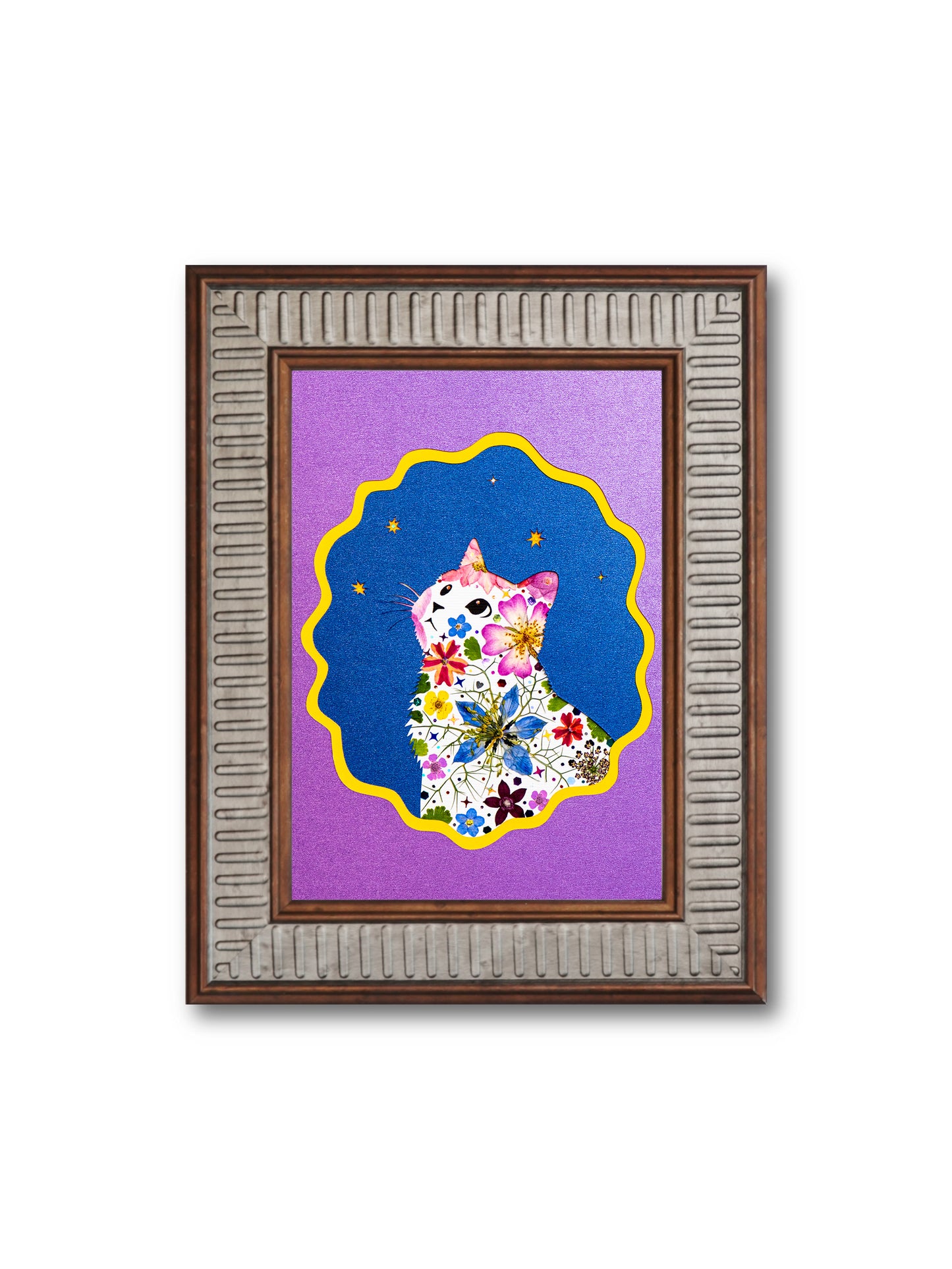 Looking-up Cat: Amethyst Galaxy 5″×7″