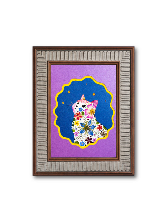 Looking-up Cat: Amethyst Galaxy 5″×7″
