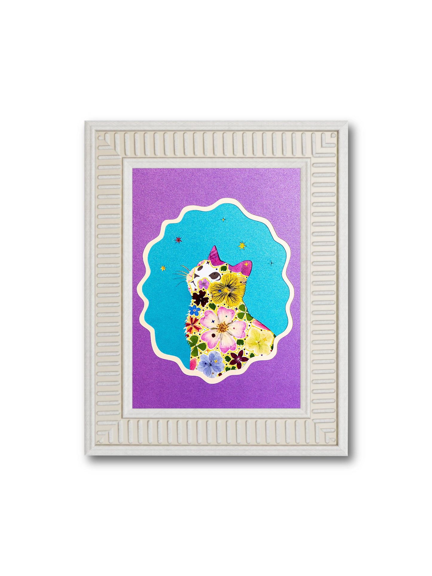 Looking Up Cat: Amethyst Sky 5″×7″