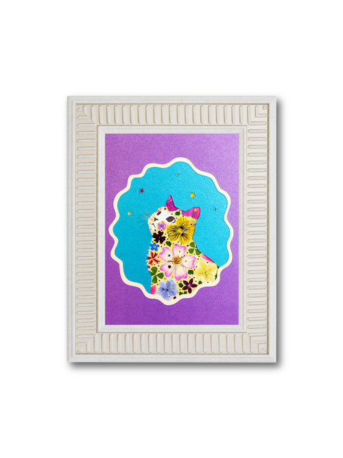 Looking Up Cat: Amethyst Sky 5″×7″