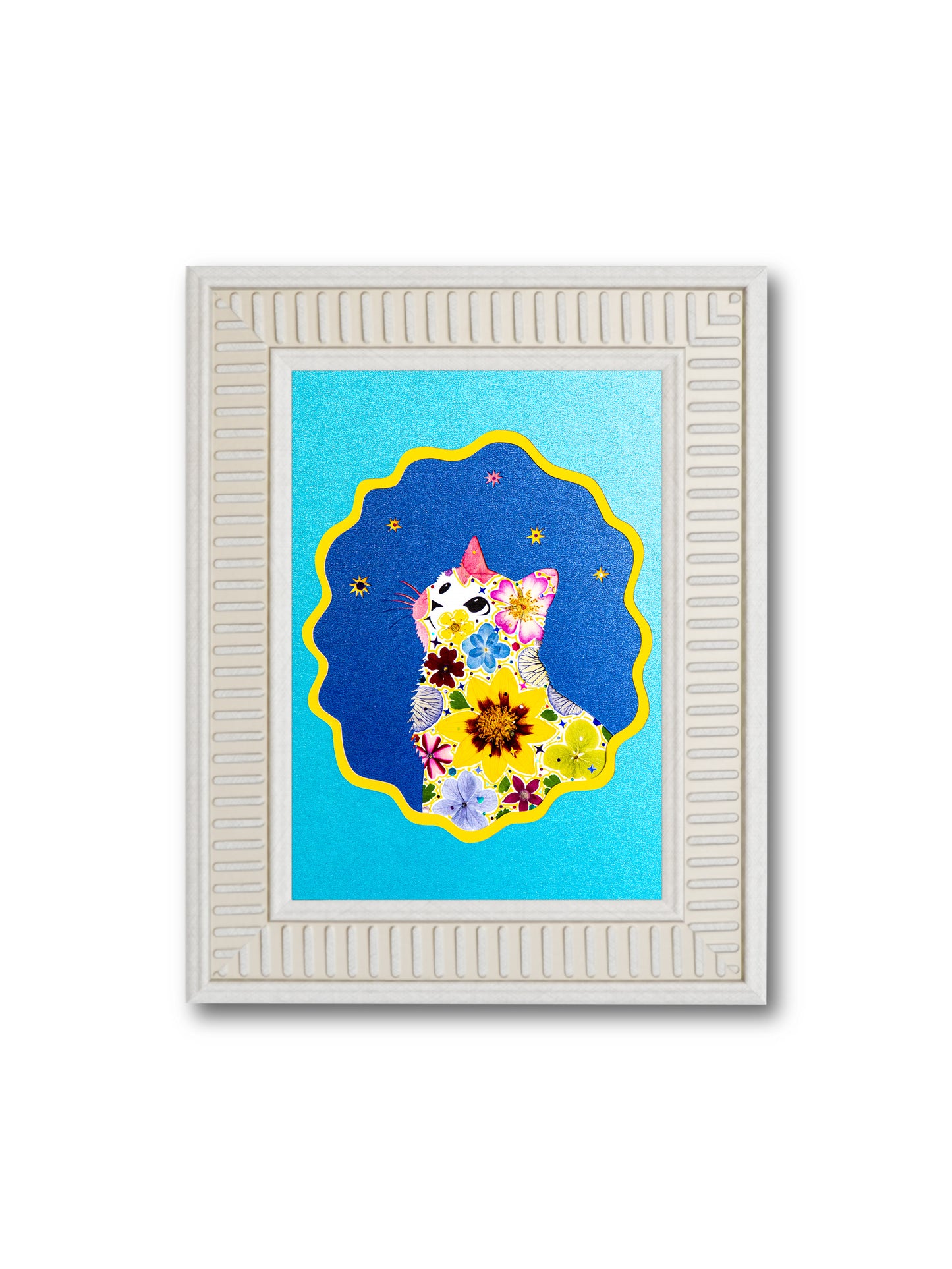 Looking Up Cat: Aqua Galaxy 5″×7″