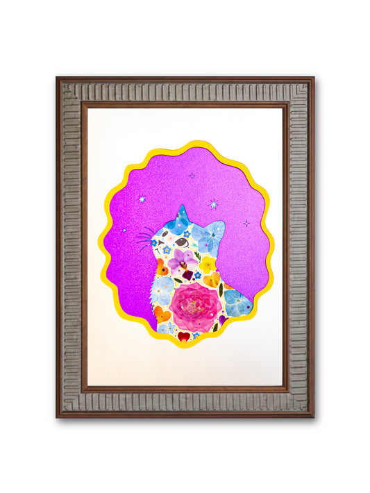 Looking-up Cat: Crystal Radiance 8.3″×11.7″