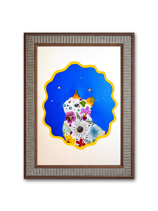 Looking-up Cat: Pure Starlight 8.3″×11.7″