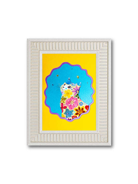 Looking-up Cat: Radiant Vista 5″×7″