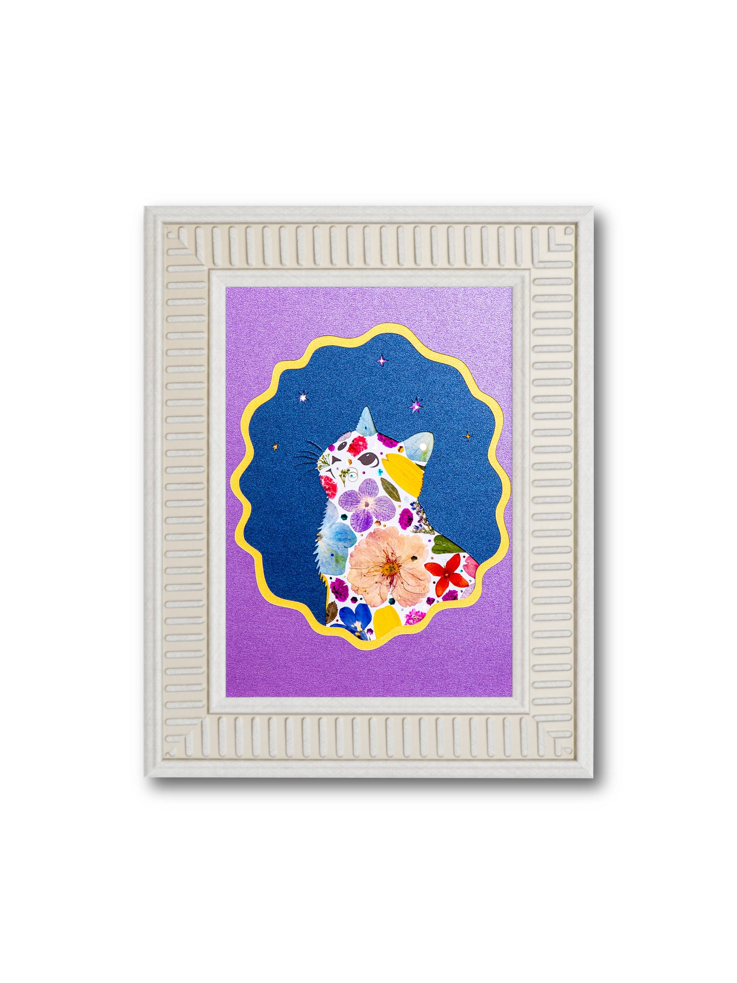 Looking-up Cat: Rosy Galaxy 5″×7″