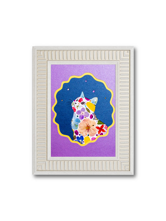 Looking-up Cat: Rosy Galaxy 5″×7″