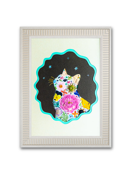 Looking-up Cat: Stark Contrast 8.3″×11.7″