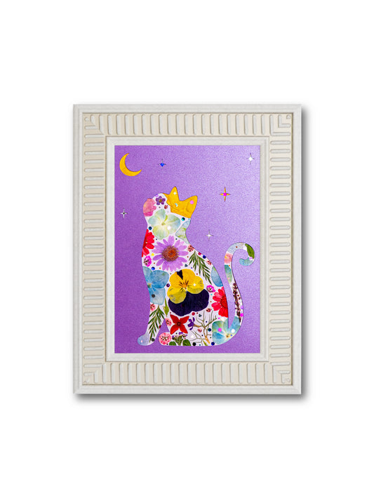 Moonlit Cat: Soft Amethyst 5″×7″