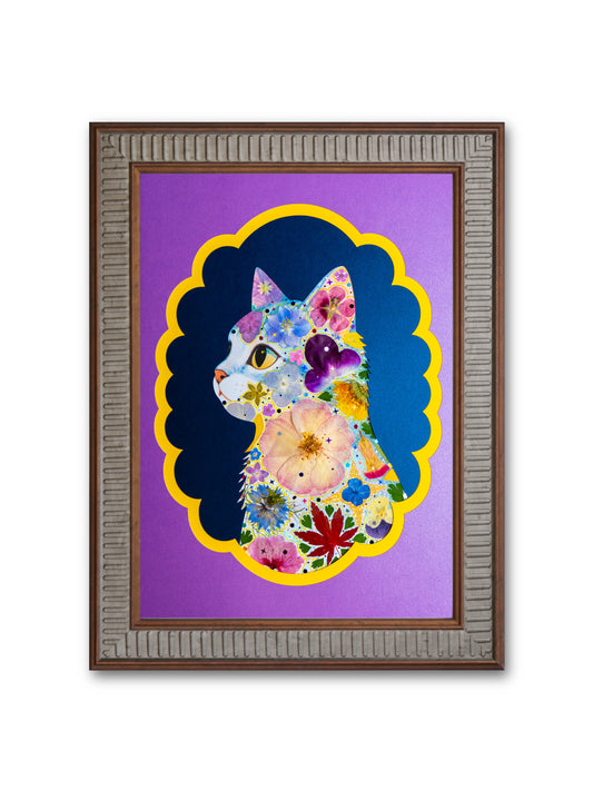 Noble Portrait Cat: Midnight Indigo 8.3″×11.7″