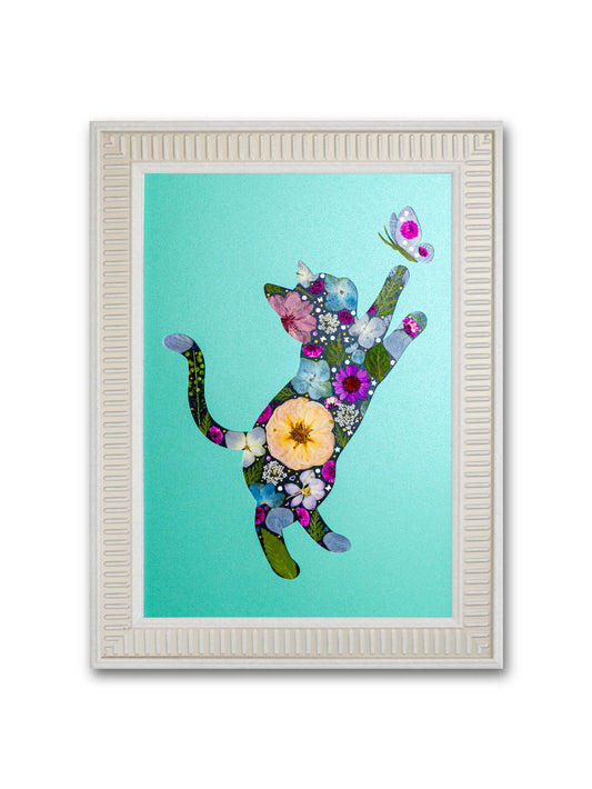 Playful Cat: Mint Amber 8.3″×11.7″