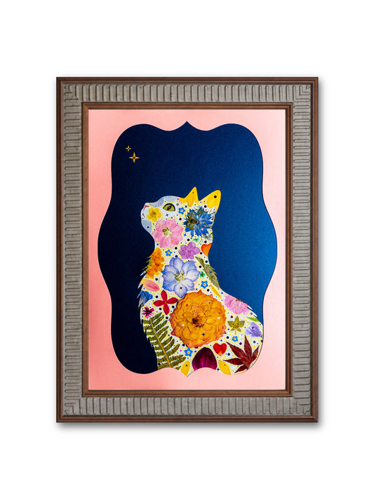 Serene Cat: Starry Blush 8.3″×11.7″