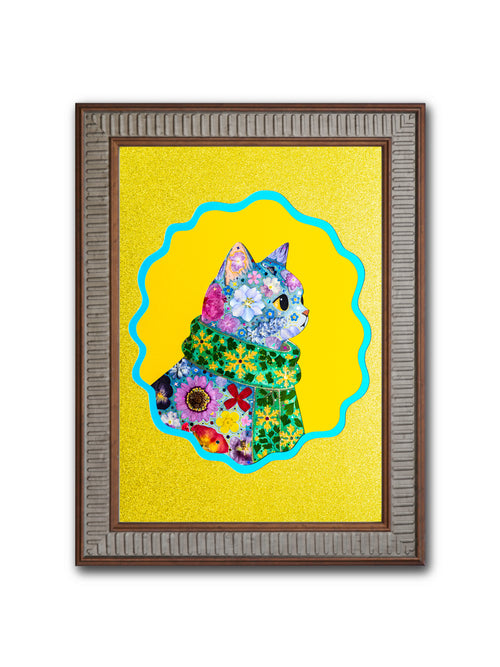 Winter Cozy Cat: Golden Frost 8.3″×11.7″