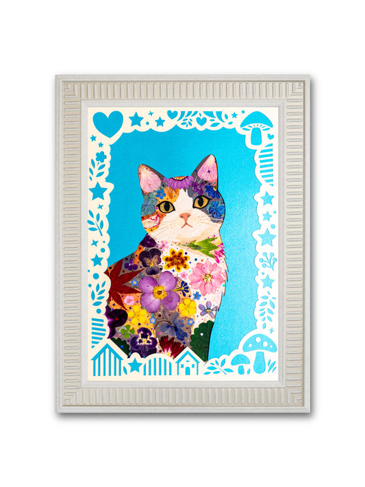 Wonderland Cat: Azure Violet 8.3″×11.7″