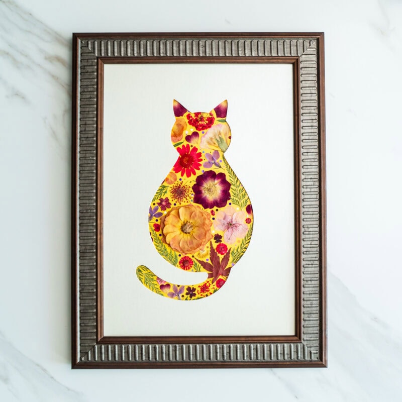 pressed_flower_art_kit_cat_cozy_golden_flame Cozy Cat: Golden Flame