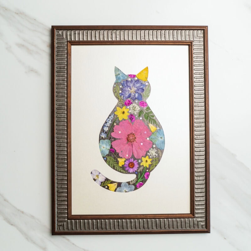 pressed_flower_art_kit_cat_cozy_pink_meadow Cozy Cat: Pink Meadow
