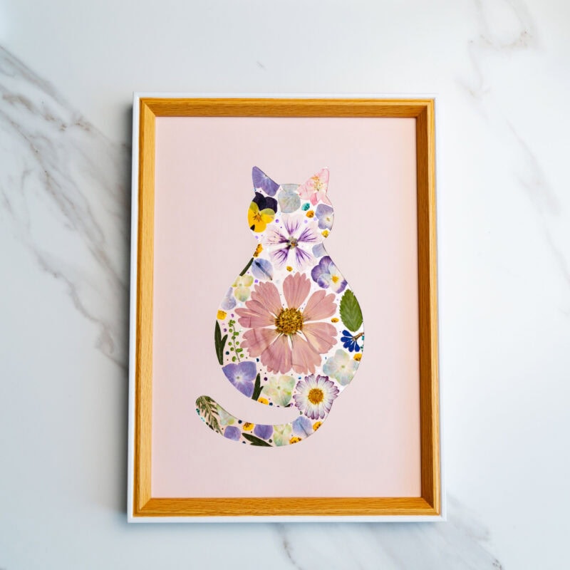 pressed_flower_art_kit_cat_cozy_rosy_dream Cozy Cat – Rosy Dream