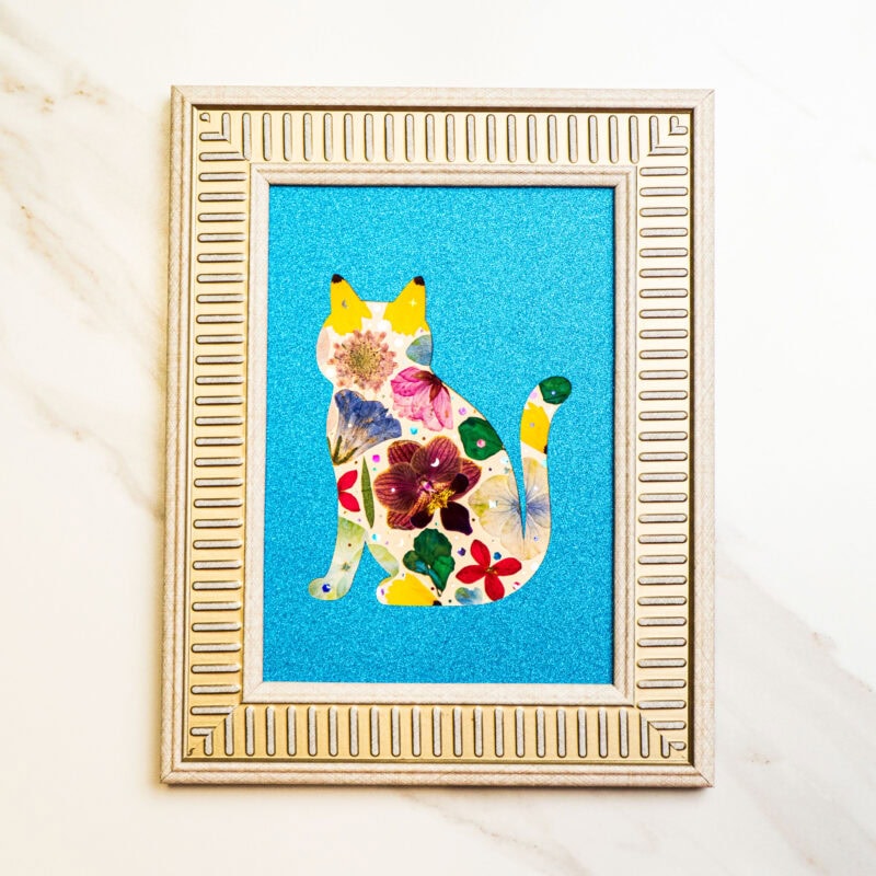 Elegant Cat: Azure Bloom