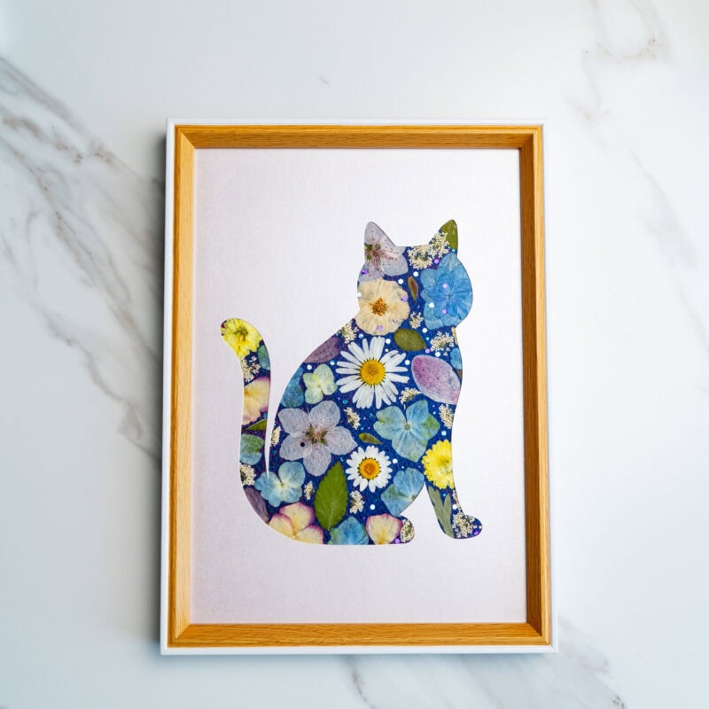 pressed_flower_art_kit_cat_elegant_blue_poise Elegant Cat: Blue Poise