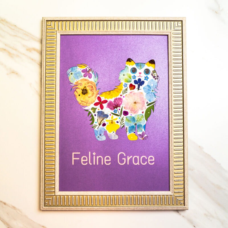 pressed_flower_art_kit_cat_graceful_violet_charm Graceful Cat: Violet Charm