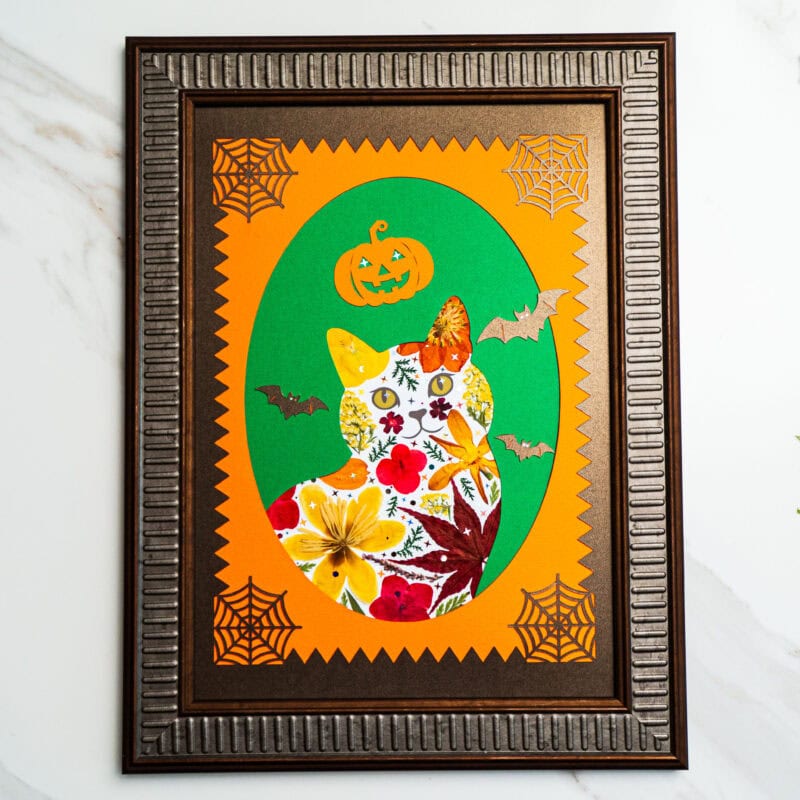 pressed_flower_art_kit_cat_halloween_pumpkin_glow Halloween Cat: Pumpkin Glow